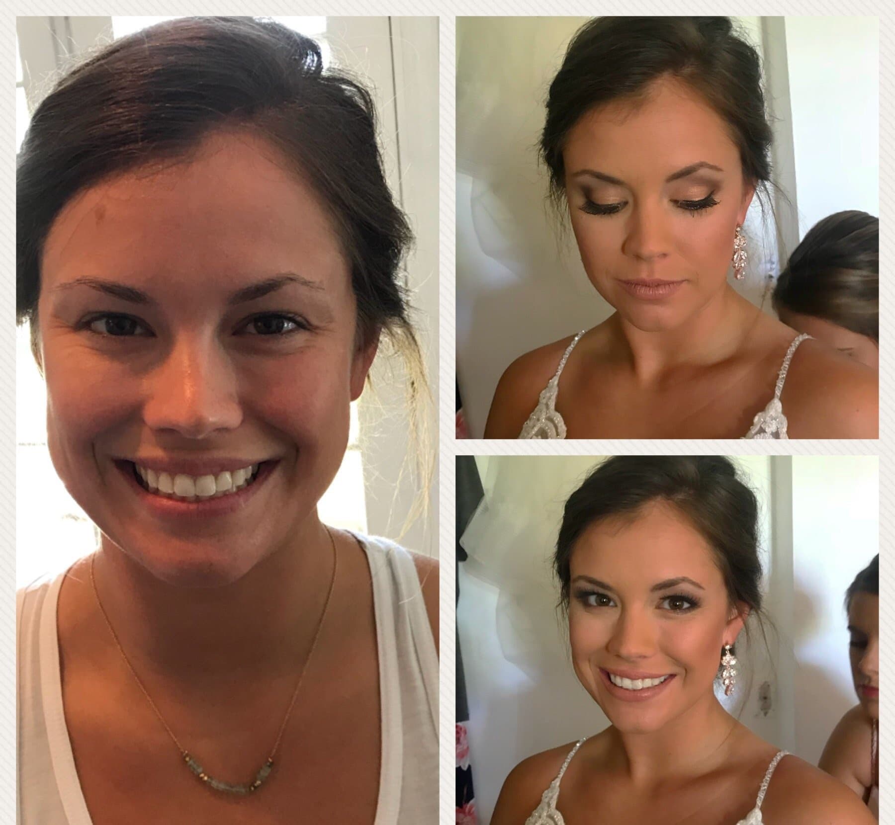 Before and after bridal makeup transformation