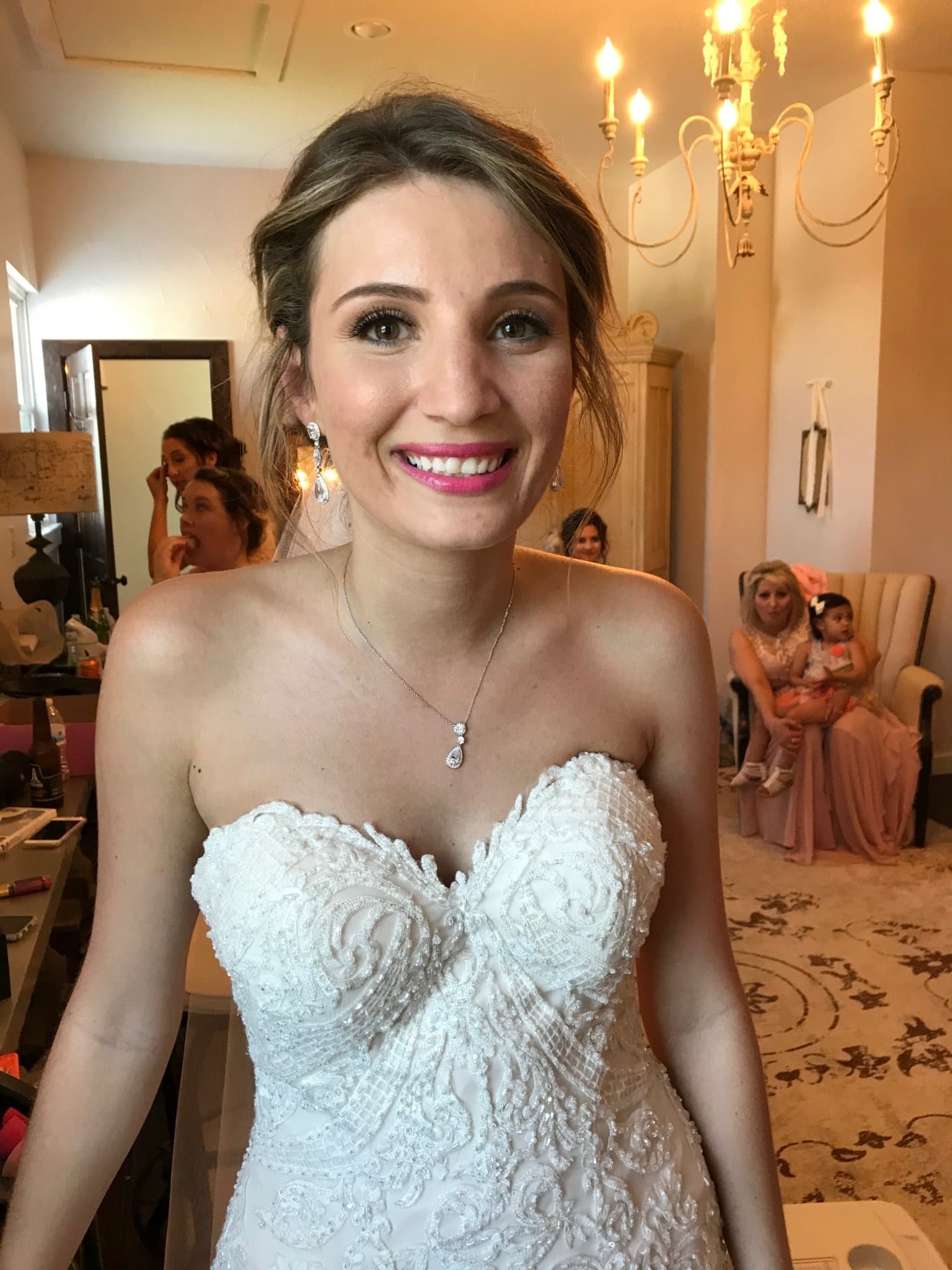 Bridal makeup — bold lip and flawless skin