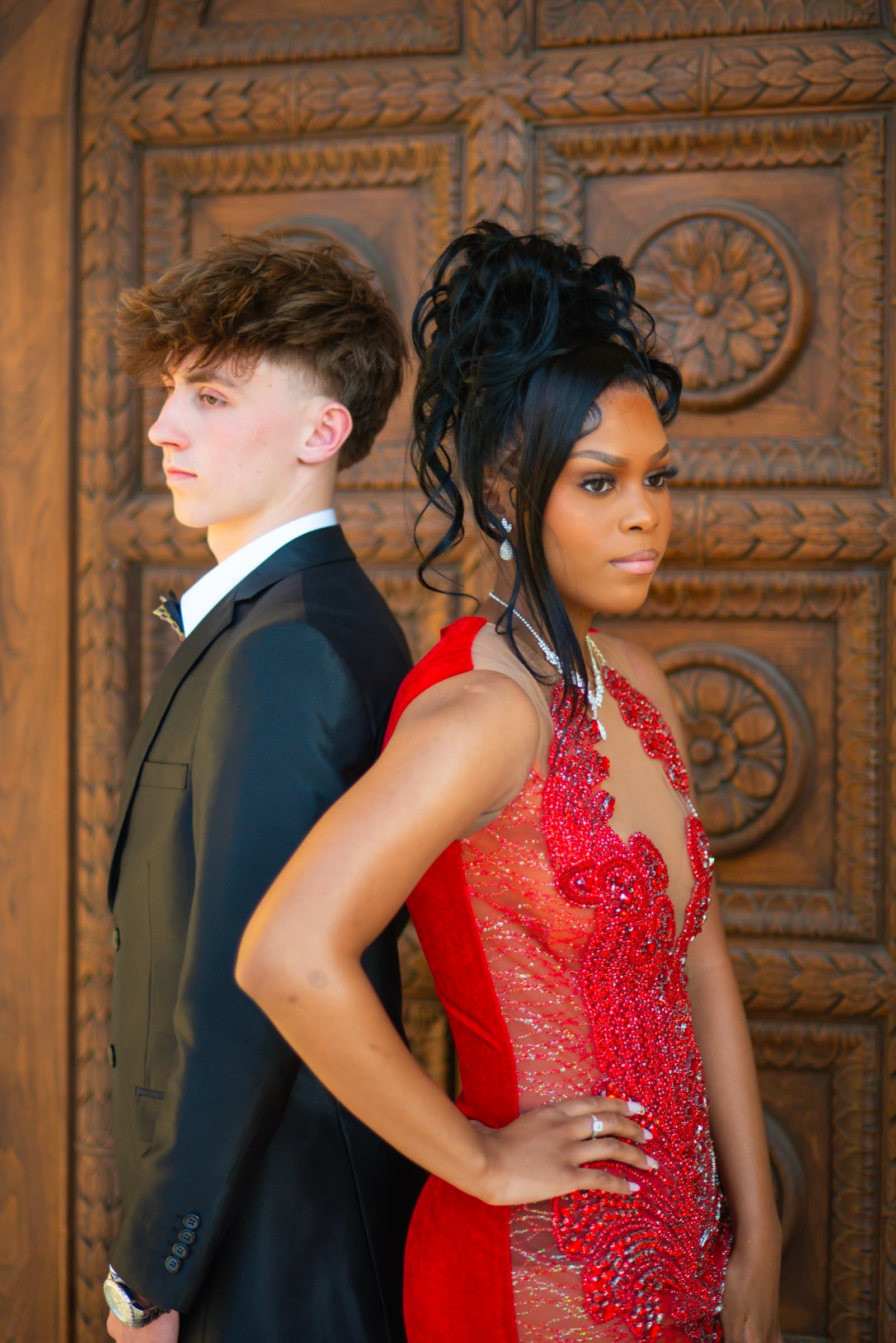 Senior couple back to back